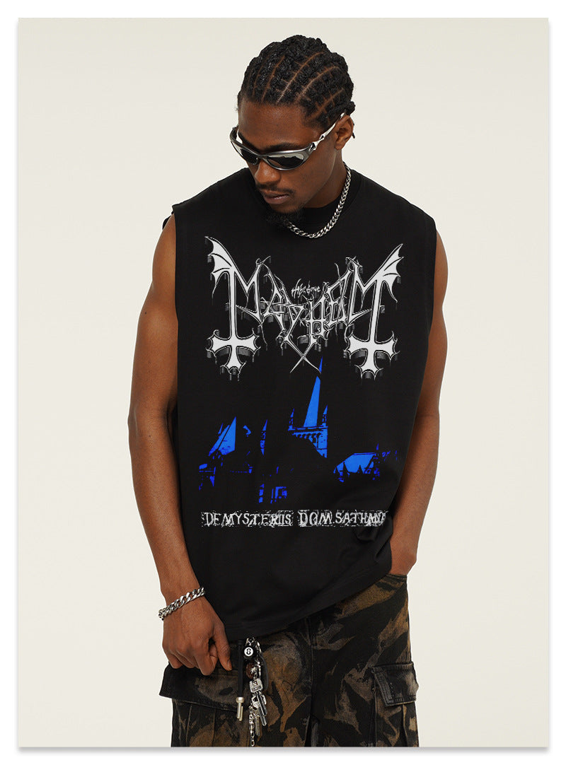 G.Z邁阿密南岸𝔾𝕣𝕠𝕦𝕟𝕕ℤ𝕖𝕣𝕠®✥南裝大佬✥ 美式嘻哈水洗重磅數男女中性Mayhem坎肩背心亞洲版型)