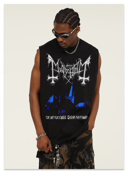 G.Z邁阿密南岸𝔾𝕣𝕠𝕦𝕟𝕕ℤ𝕖𝕣𝕠®✥南裝大佬✥ 美式嘻哈水洗重磅數男女中性Mayhem坎肩背心亞洲版型)