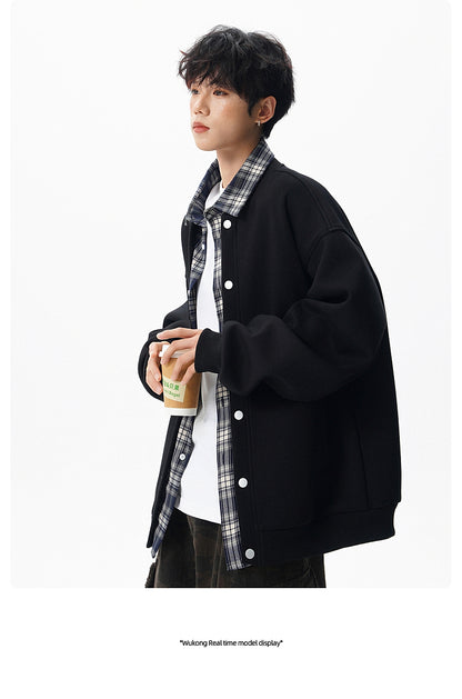 𝔾𝕣𝕠𝕦𝕟𝕕ℤ𝕖𝕣𝕠®2026年秋冬款復古假兩件式立領百搭棒球夾克外套