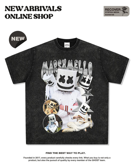 G.Z邁阿密南岸✥𝔾𝕣𝕠𝕦𝕟𝕕ℤ𝕖𝕣𝕠®✥2025年南裝大佬/美式嘻哈寬鬆重磅數MARSHMELLO男女中性T-Shirt上衣