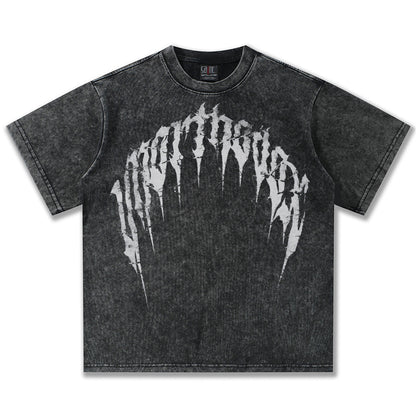 G.Z邁阿密南岸𝔾𝕣𝕠𝕦𝕟𝕕ℤ𝕖𝕣𝕠®✥南裝大佬✥ 美式嘻哈水洗重磅數男女中性荊棘文字短袖上衣T-Shirt(亞洲版型)