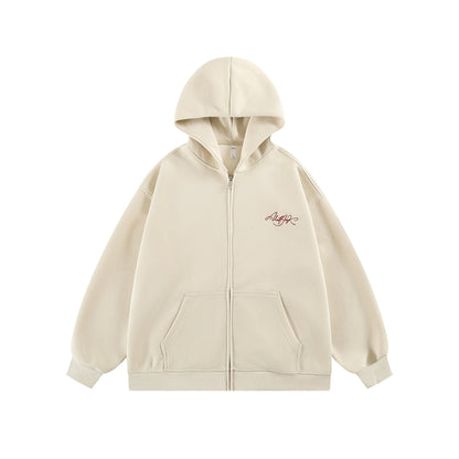 𝔾𝕣𝕠𝕦𝕟𝕕ℤ𝕖𝕣𝕠®2026年秋冬款經典復古草寫字母連帽拉練長袖情侶夾克外套