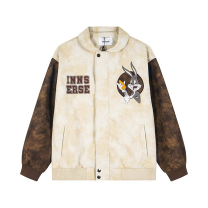 𝔾𝕣𝕠𝕦𝕟𝕕ℤ𝕖𝕣𝕠®2026年秋冬款復古麂皮電繡卡通機車夾克外套(限量)