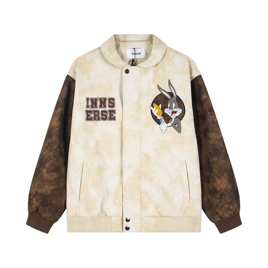 𝔾𝕣𝕠𝕦𝕟𝕕ℤ𝕖𝕣𝕠®2026年秋冬款復古麂皮電繡卡通機車夾克外套(限量)