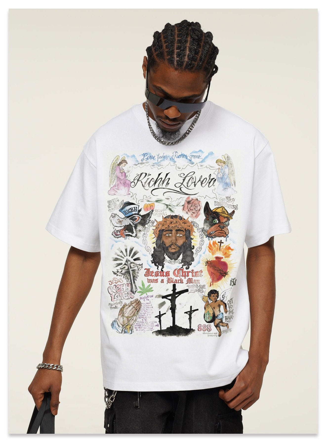 G.Z邁阿密南岸𝔾𝕣𝕠𝕦𝕟𝕕ℤ𝕖𝕣𝕠®✥南裝大佬✥ 美式嘻哈水洗重磅數男女中性手繪塗鴉短袖上衣T-Shirt(亞洲版型)