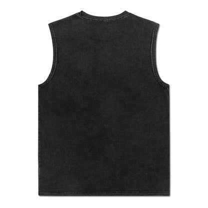 ♠ 𝔾𝕣𝕠𝕦𝕟𝕕ℤ𝕖𝕣𝕠♠美式風格夏日新款水洗厚磅數字母面具坎肩無袖背心T-Shirt