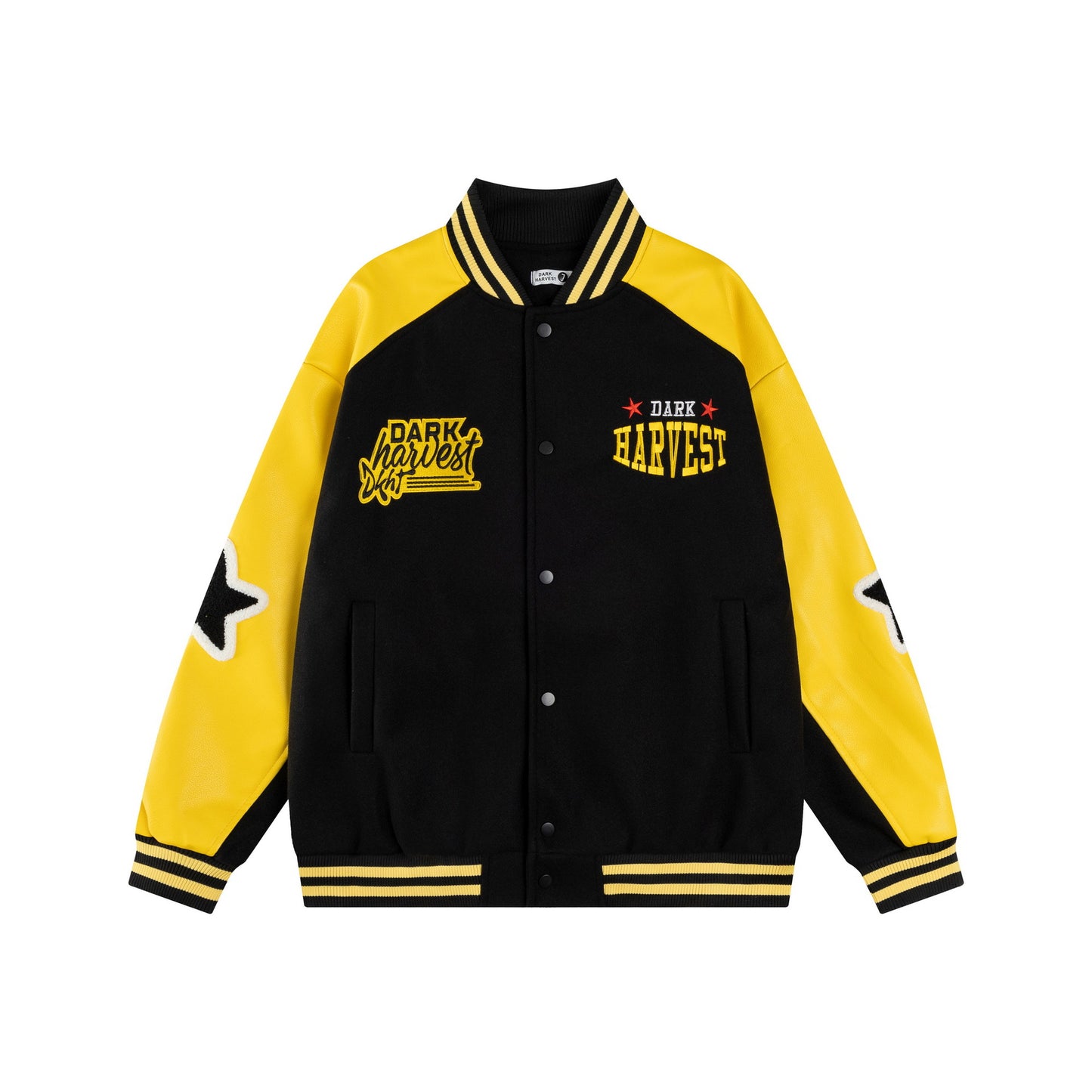 𝔾𝕣𝕠𝕦𝕟𝕕ℤ𝕖𝕣𝕠®2026年秋冬款復古PU皮革拼接星星棒球夾克外套(限量)