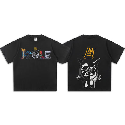 G.Z邁阿密南岸𝔾𝕣𝕠𝕦𝕟𝕕ℤ𝕖𝕣𝕠®✥南裝大佬✥ 美式嘻哈水洗重磅數男女中性J.COLE短袖上衣T-Shirt(亞洲版型)