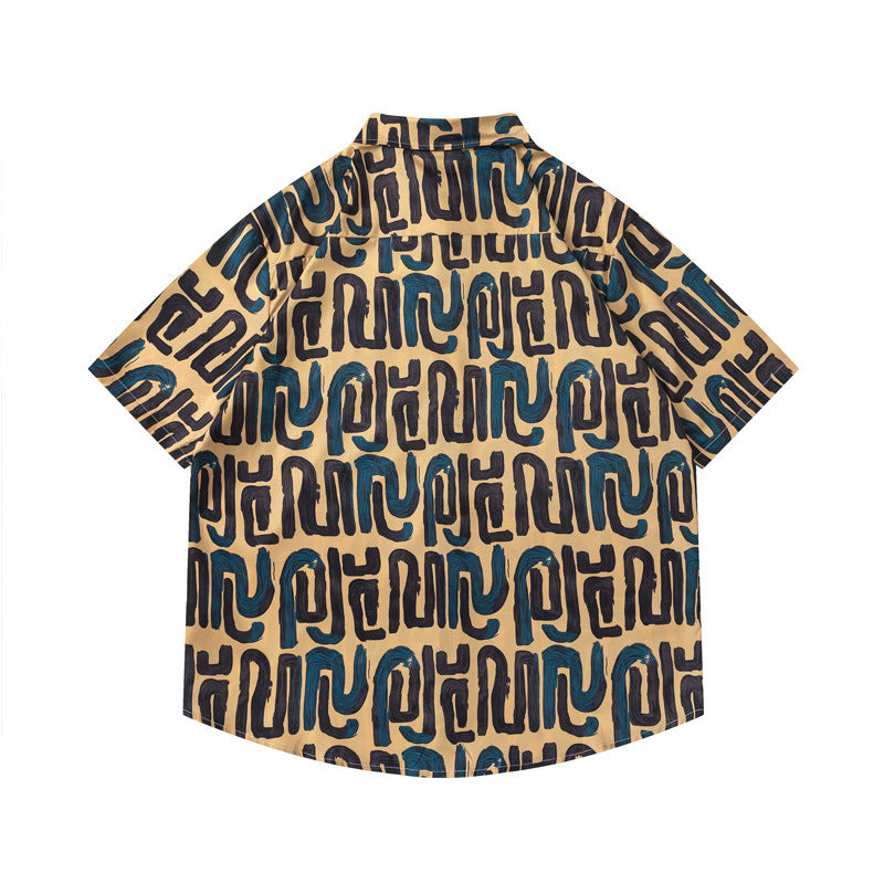 G.Z 邁阿密南岸✥𝔾𝕣𝕠𝕦𝕟𝕕ℤ𝕖𝕣𝕠®✥２０２4南裝大佬/美式嘻哈古巴開領撞色字母中性短袖襯衫
