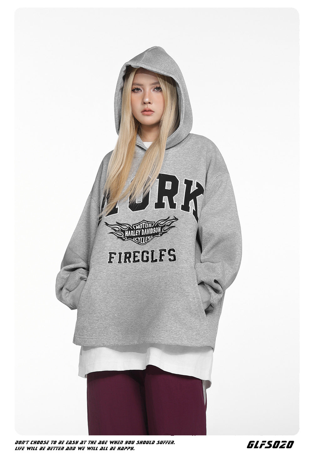 𝔾𝕣𝕠𝕦𝕟𝕕ℤ𝕖𝕣𝕠®2026年秋冬款經典字母連帽長袖大學上衣T-SHIRT