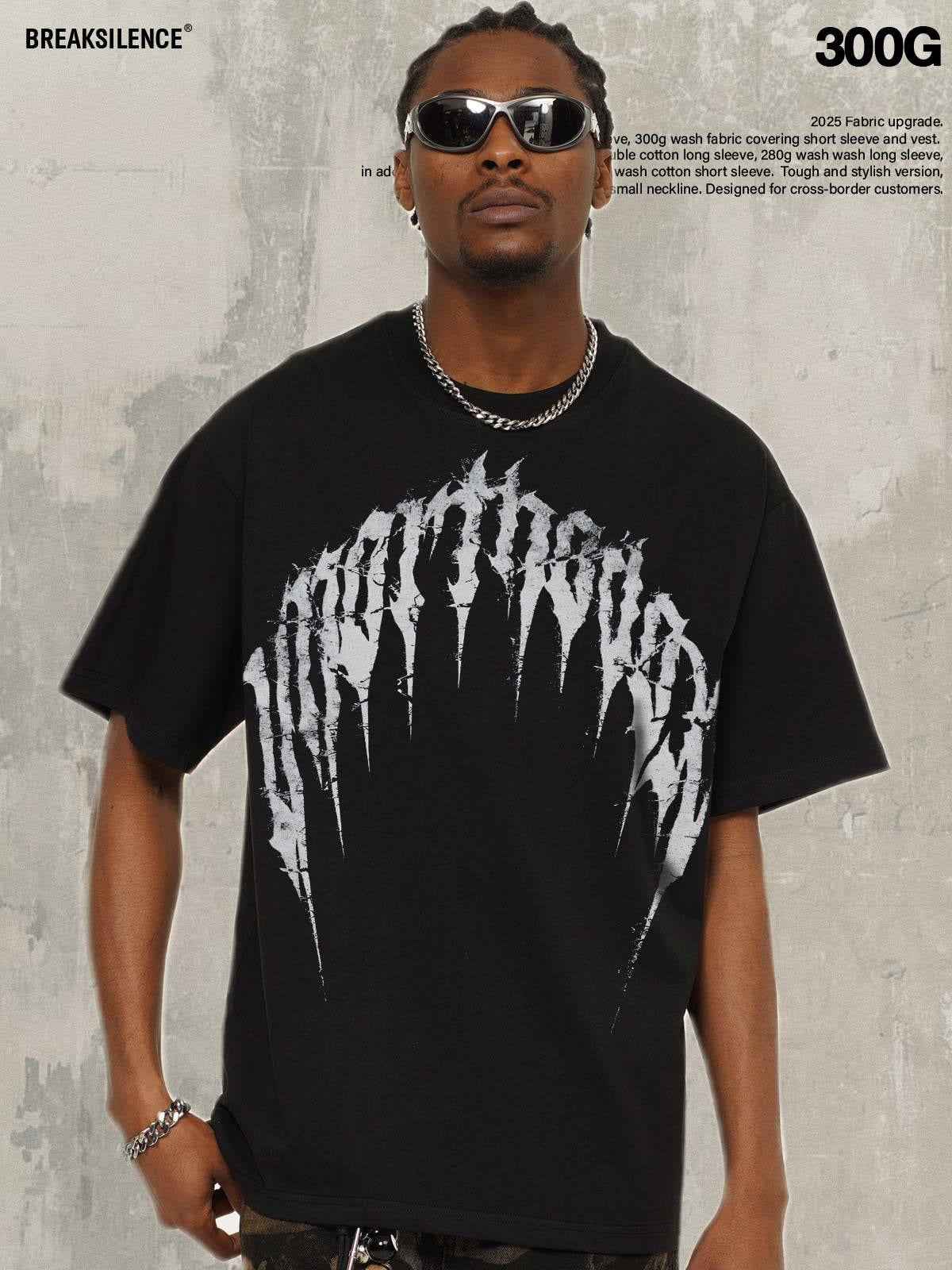 G.Z邁阿密南岸𝔾𝕣𝕠𝕦𝕟𝕕ℤ𝕖𝕣𝕠®✥南裝大佬✥ 美式嘻哈水洗重磅數男女中性荊棘文字短袖上衣T-Shirt(亞洲版型)