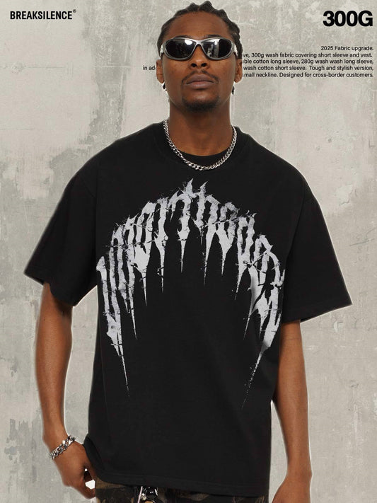 G.Z邁阿密南岸𝔾𝕣𝕠𝕦𝕟𝕕ℤ𝕖𝕣𝕠®✥南裝大佬✥ 美式嘻哈水洗重磅數男女中性荊棘文字短袖上衣T-Shirt(亞洲版型)