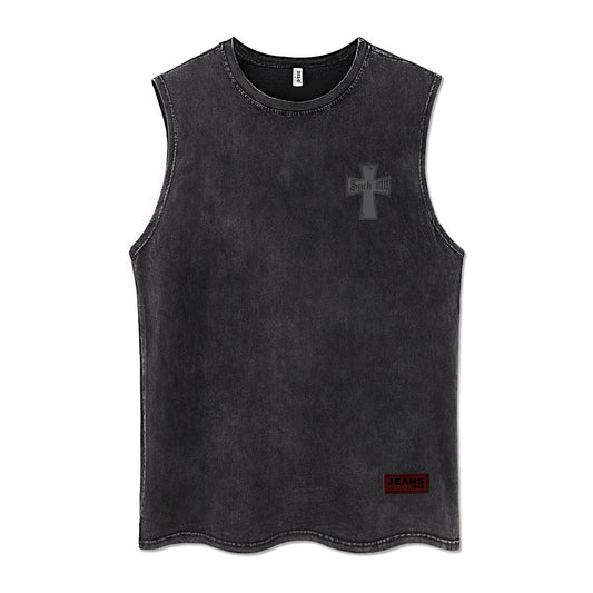 ♠ 𝔾𝕣𝕠𝕦𝕟𝕕ℤ𝕖𝕣𝕠♠美式風格夏日新款水洗厚磅數雙十字坎肩無袖背心T-Shirt