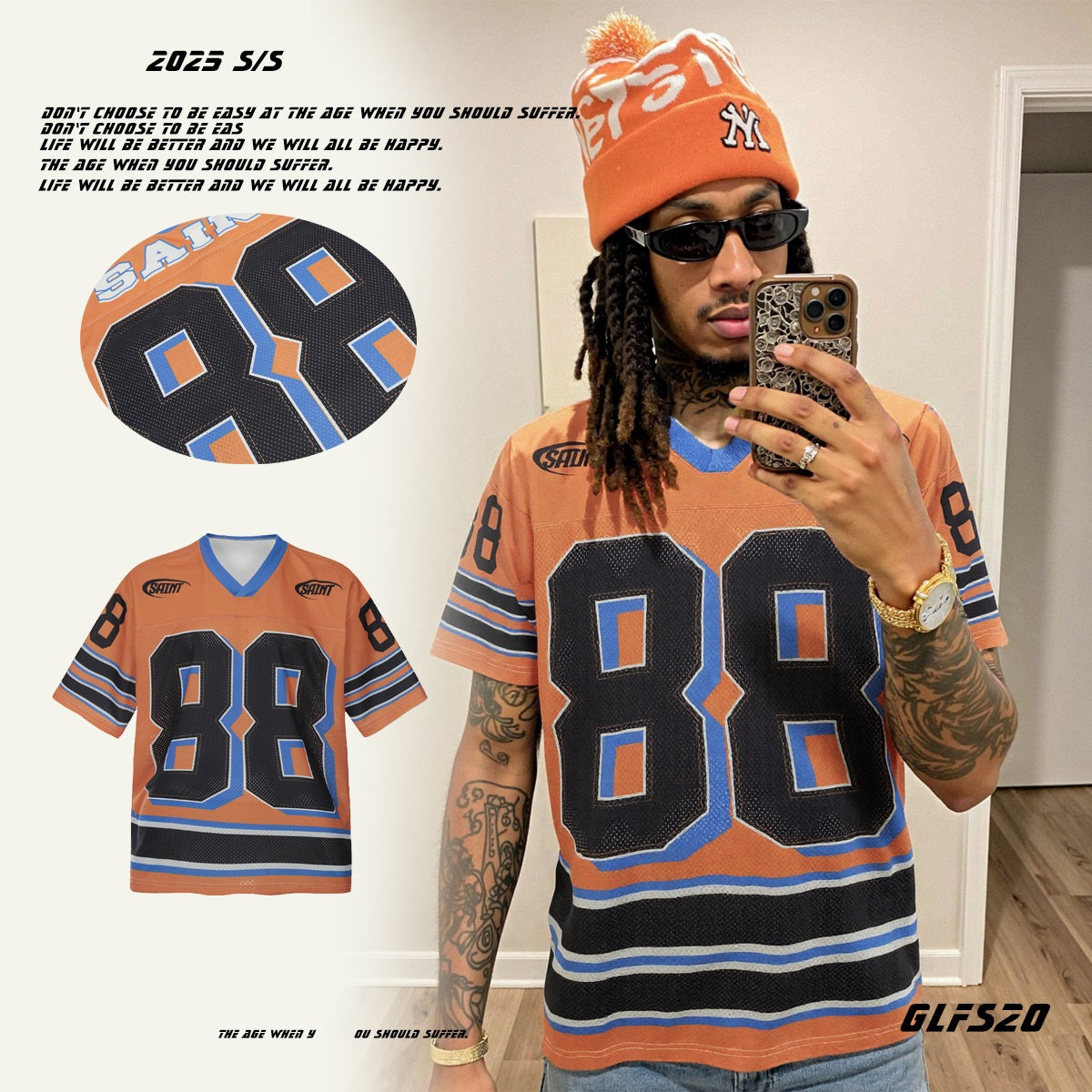 ☠𝔾𝕣𝕠𝕦𝕟𝕕ℤ𝕖𝕣𝕠®♛GZ嘻哈♛2025年SS-美式新款學院風88透氣短袖球衣T-Shirt上衣