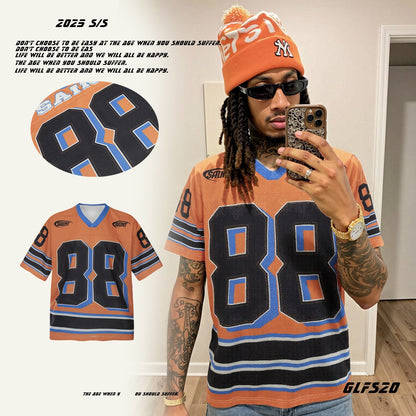 ☠𝔾𝕣𝕠𝕦𝕟𝕕ℤ𝕖𝕣𝕠®♛GZ嘻哈♛2025年SS-美式新款學院風88透氣短袖球衣T-Shirt上衣