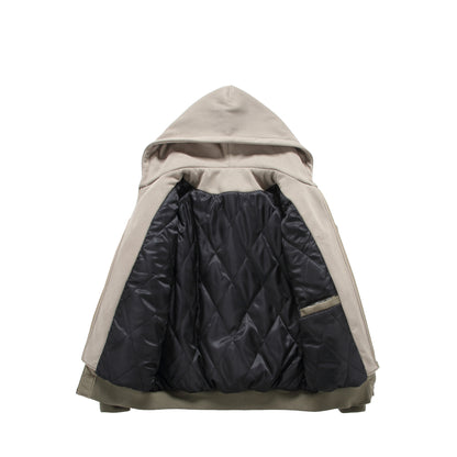 𝔾𝕣𝕠𝕦𝕟𝕕ℤ𝕖𝕣𝕠®2026年秋冬款經典復古假兩件式寬鬆連帽防風保暖飛行夾克外套(限量)