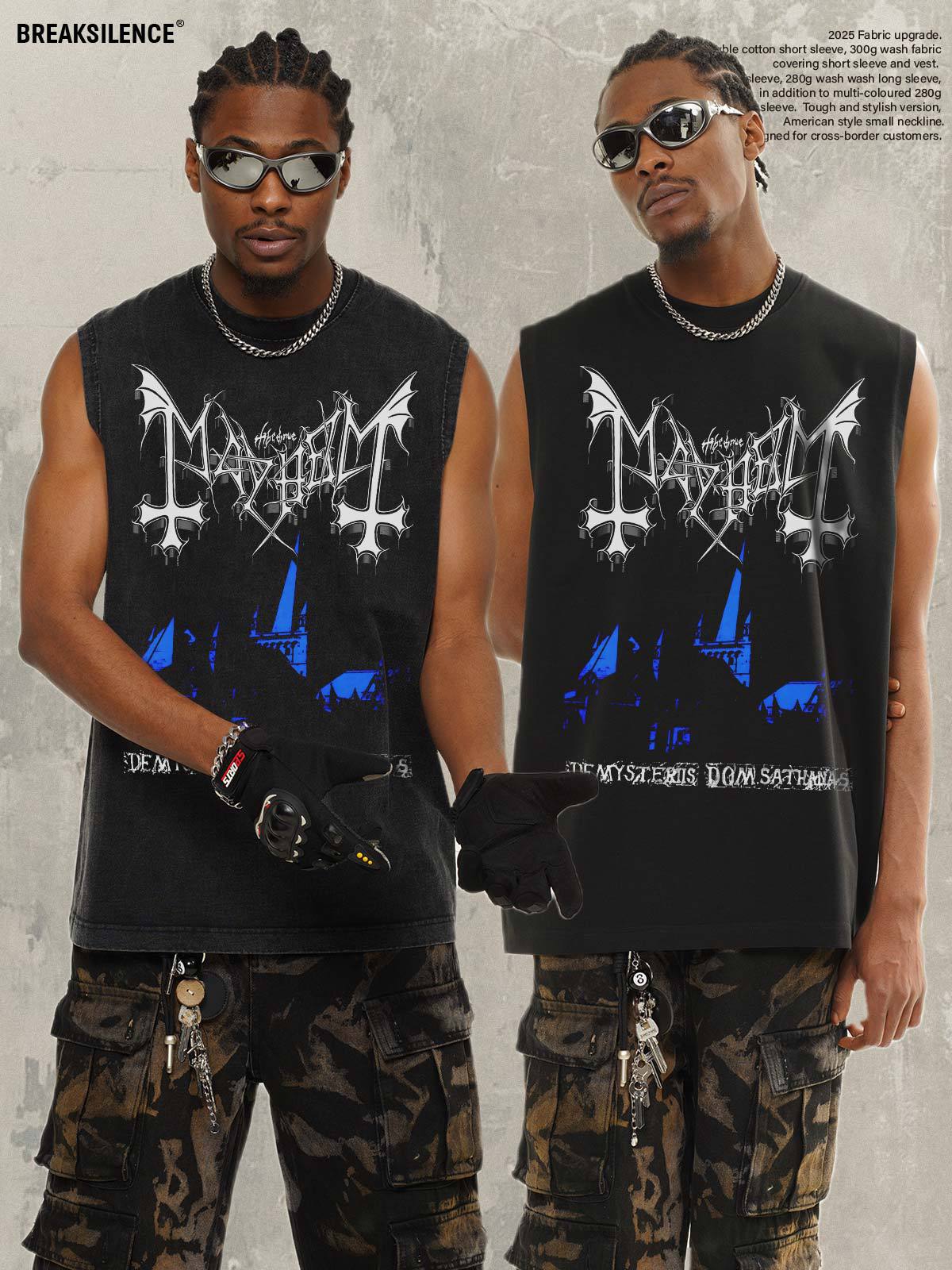 G.Z邁阿密南岸𝔾𝕣𝕠𝕦𝕟𝕕ℤ𝕖𝕣𝕠®✥南裝大佬✥ 美式嘻哈水洗重磅數男女中性Mayhem坎肩背心亞洲版型)