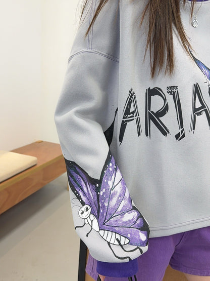🄶🅁🄾🅄🄽🄳♾🅉🄴🅁🄾25-26SS♾無性別穿搭OverSize美式新款炫彩蝴蝶長袖上衣T-SHIRT(現貨優惠)
