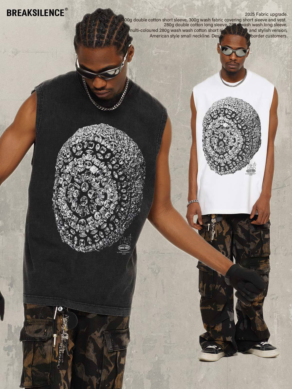 G.Z邁阿密南岸𝔾𝕣𝕠𝕦𝕟𝕕ℤ𝕖𝕣𝕠®✥南裝大佬✥ 美式嘻哈水洗重磅數男女中性kanye west坎肩背心亞洲版型)