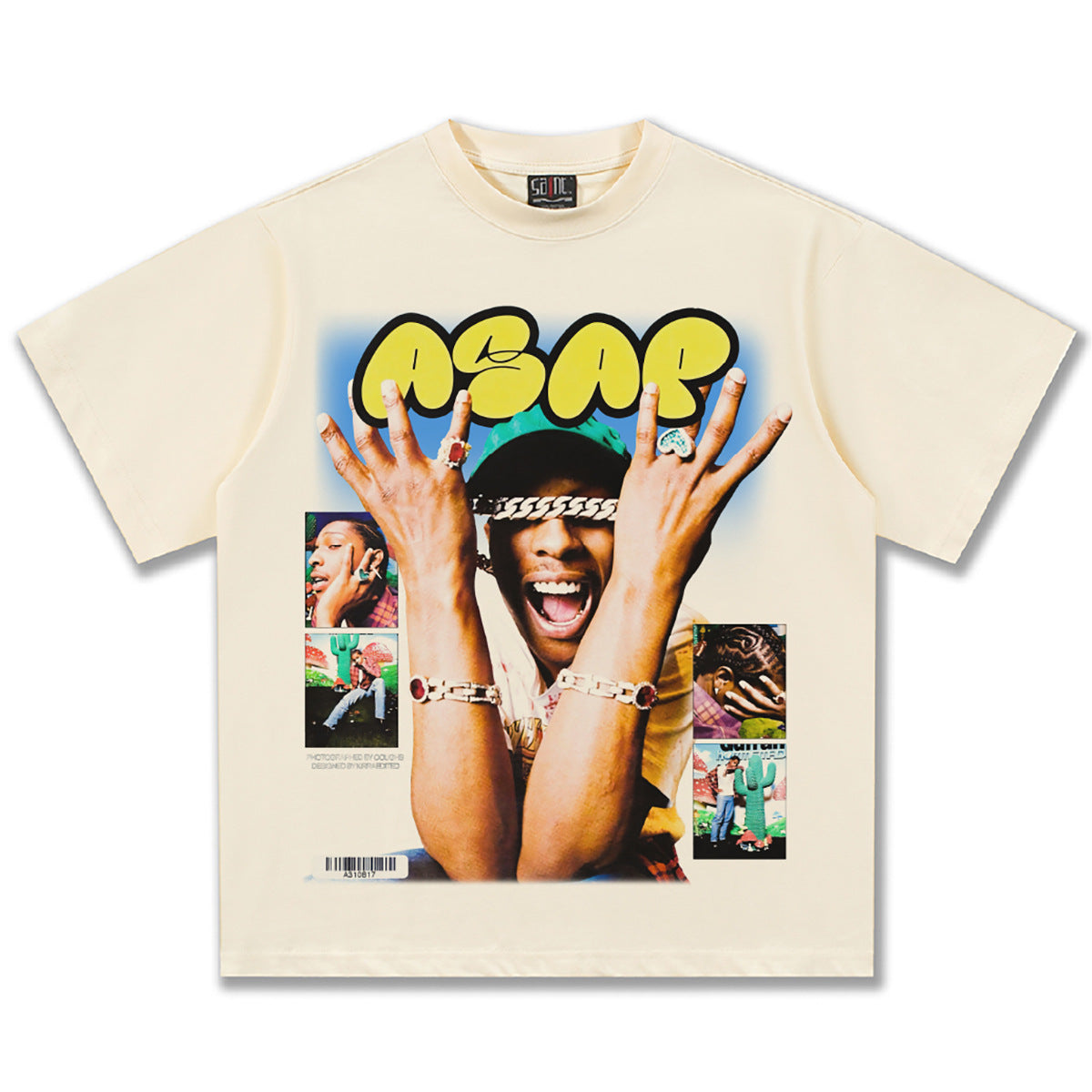 G.Z邁阿密南岸𝔾𝕣𝕠𝕦𝕟𝕕ℤ𝕖𝕣𝕠®✥南裝大佬✥ 美式嘻哈水洗重磅數男女中性AsapRocky短袖上衣T-Shirt(亞洲版型)