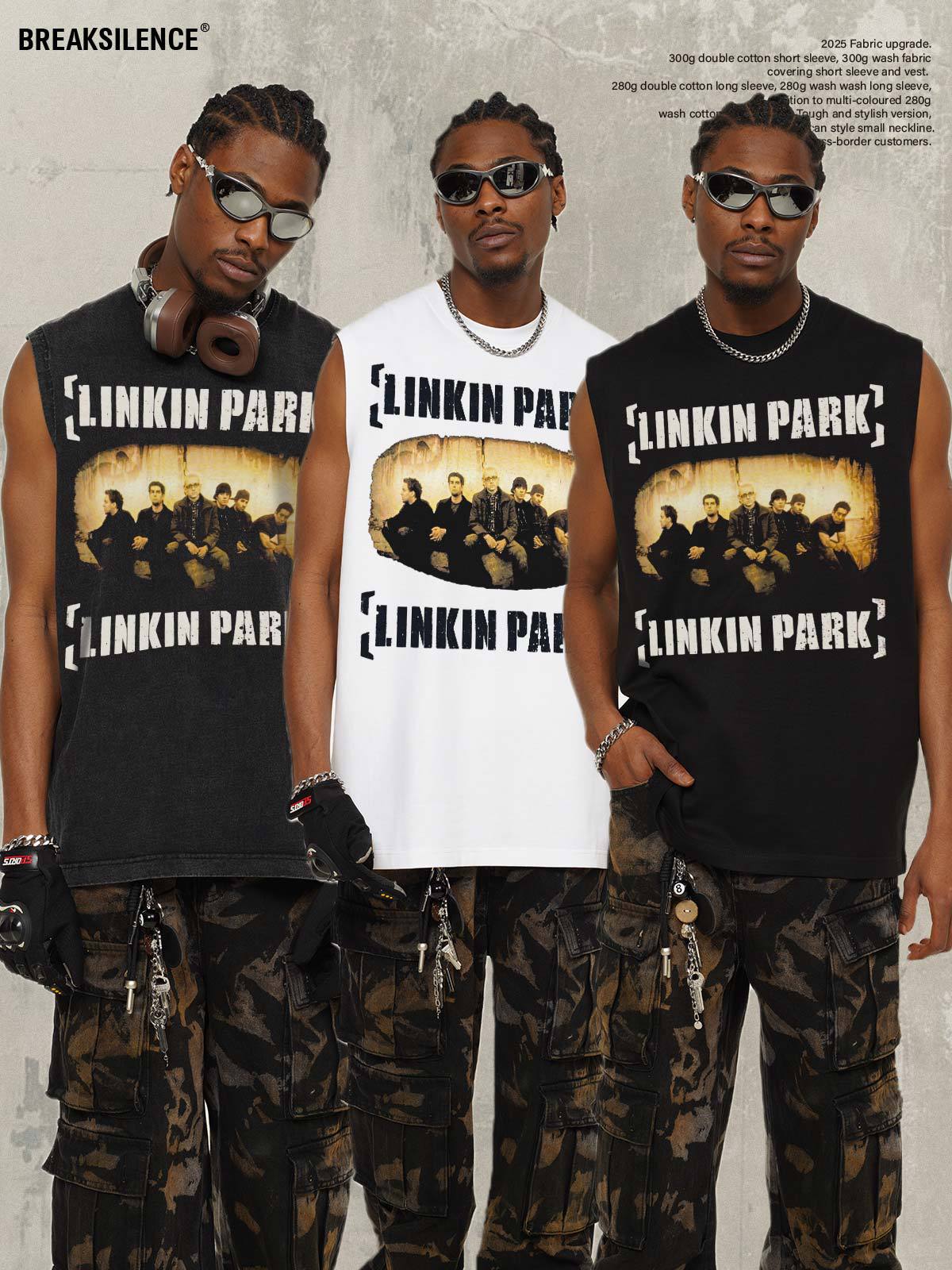 G.Z邁阿密南岸𝔾𝕣𝕠𝕦𝕟𝕕ℤ𝕖𝕣𝕠®✥南裝大佬✥ 美式嘻哈水洗重磅數男女中性Linkin Park坎肩背心亞洲版型)