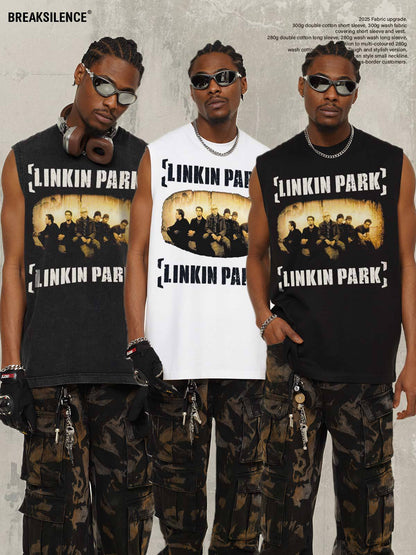 G.Z邁阿密南岸𝔾𝕣𝕠𝕦𝕟𝕕ℤ𝕖𝕣𝕠®✥南裝大佬✥ 美式嘻哈水洗重磅數男女中性Linkin Park坎肩背心亞洲版型)
