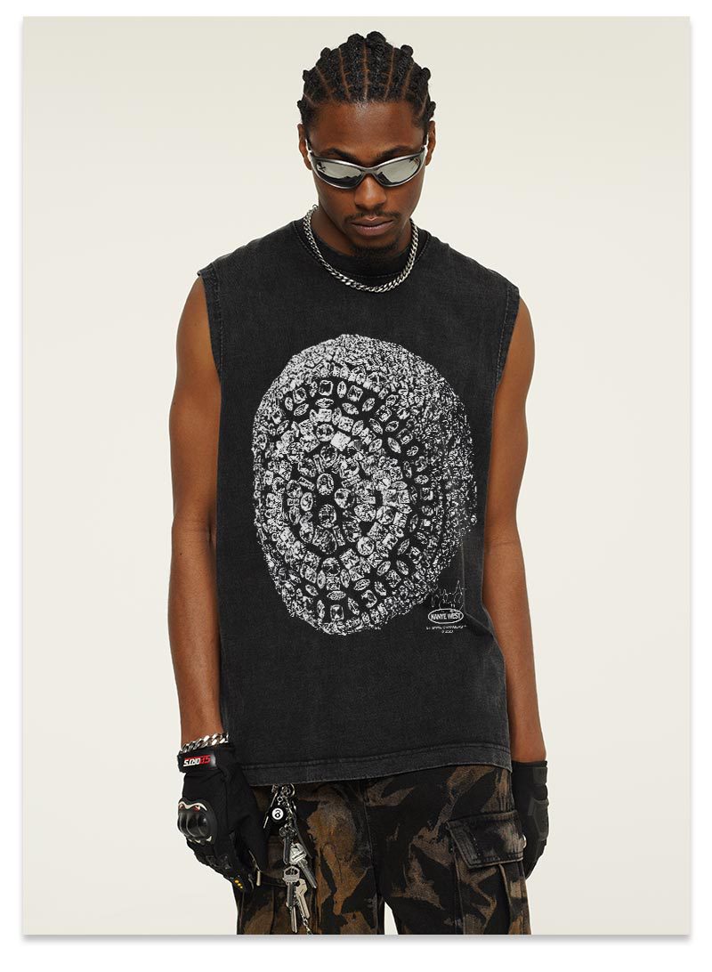 G.Z邁阿密南岸𝔾𝕣𝕠𝕦𝕟𝕕ℤ𝕖𝕣𝕠®✥南裝大佬✥ 美式嘻哈水洗重磅數男女中性kanye west坎肩背心亞洲版型)