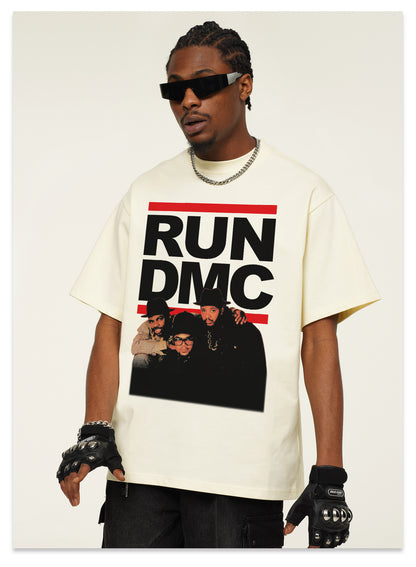 G.Z邁阿密南岸𝔾𝕣𝕠𝕦𝕟𝕕ℤ𝕖𝕣𝕠®✥南裝大佬✥ 美式嘻哈水洗重磅數男女中性RUN DMC短袖上衣T-Shirt(亞洲版型)