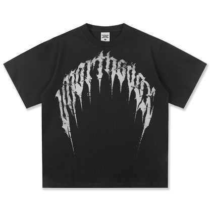 G.Z邁阿密南岸𝔾𝕣𝕠𝕦𝕟𝕕ℤ𝕖𝕣𝕠®✥南裝大佬✥ 美式嘻哈水洗重磅數男女中性荊棘文字短袖上衣T-Shirt(亞洲版型)