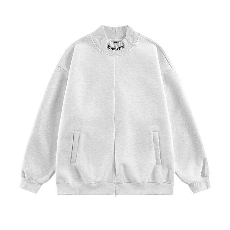 𝔾𝕣𝕠𝕦𝕟𝕕ℤ𝕖𝕣𝕠®2026年秋冬款復古刺繡字母中領半拉練圓領長袖T-SHIRT