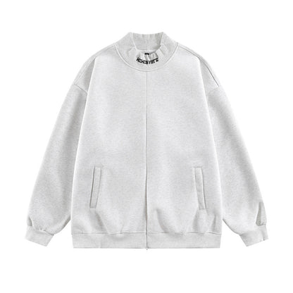 𝔾𝕣𝕠𝕦𝕟𝕕ℤ𝕖𝕣𝕠®2026年秋冬款復古刺繡字母中領半拉練圓領長袖T-SHIRT