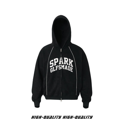 𝔾𝕣𝕠𝕦𝕟𝕕ℤ𝕖𝕣𝕠®2026年秋冬新款油漆字母麂皮絨連帽拉鍊長袖外套