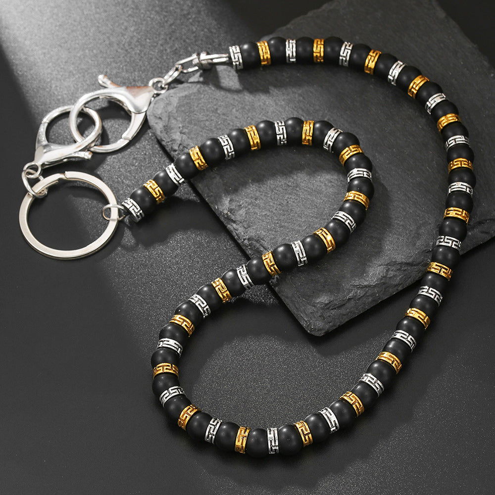 Flexing精品✥𝔾𝕣𝕠𝕦𝕟𝕕ℤ𝕖𝕣𝕠®✥歐美嘻哈設計感黑磨砂石個性褲腰鏈