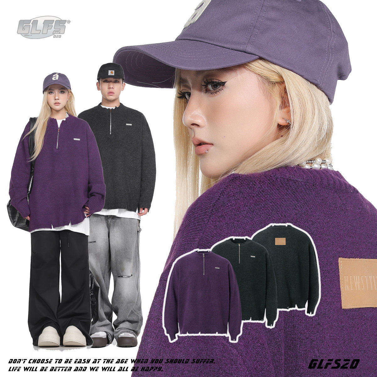 𝔾𝕣𝕠𝕦𝕟𝕕ℤ𝕖𝕣𝕠®2026年秋冬款簡約做舊針織套頭毛衣長袖上衣