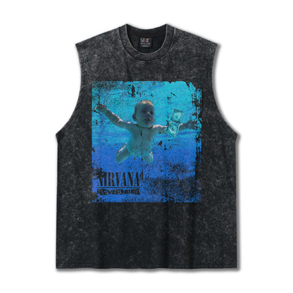 G.Z邁阿密南岸𝔾𝕣𝕠𝕦𝕟𝕕ℤ𝕖𝕣𝕠®✥南裝大佬✥ 美式嘻哈水洗重磅數男女中性NIRVANA坎肩背心亞洲版型)