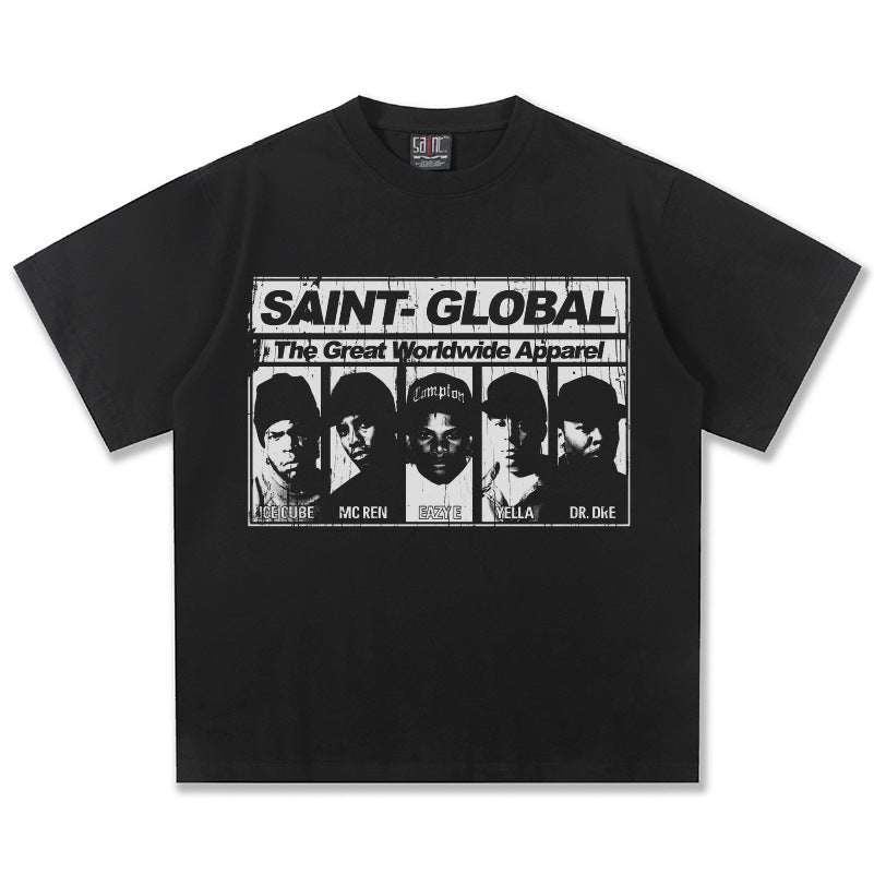 G.Z邁阿密南岸𝔾𝕣𝕠𝕦𝕟𝕕ℤ𝕖𝕣𝕠®✥南裝大佬✥ 美式嘻哈水洗重磅數男女中性N.W.A短袖上衣T-Shirt(亞洲版型)