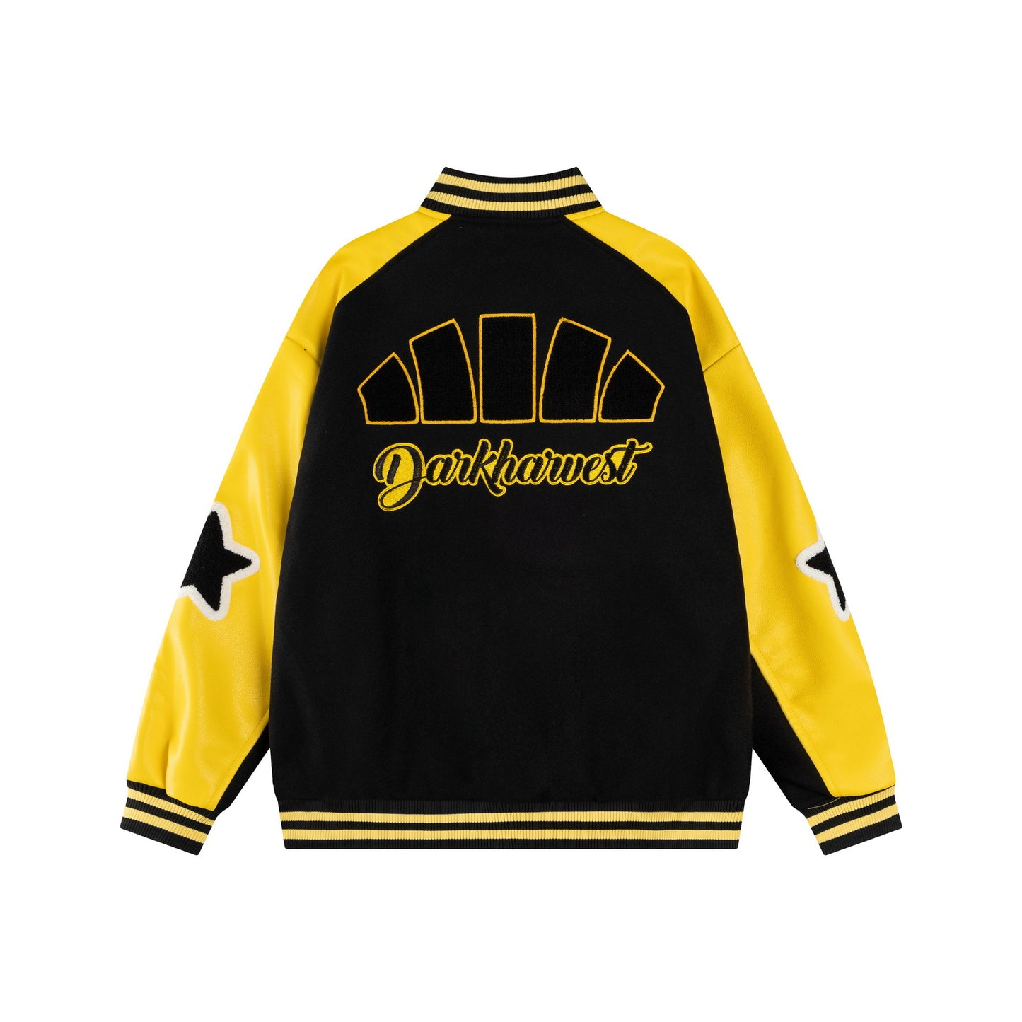 𝔾𝕣𝕠𝕦𝕟𝕕ℤ𝕖𝕣𝕠®2026年秋冬款復古PU皮革拼接星星棒球夾克外套(限量)