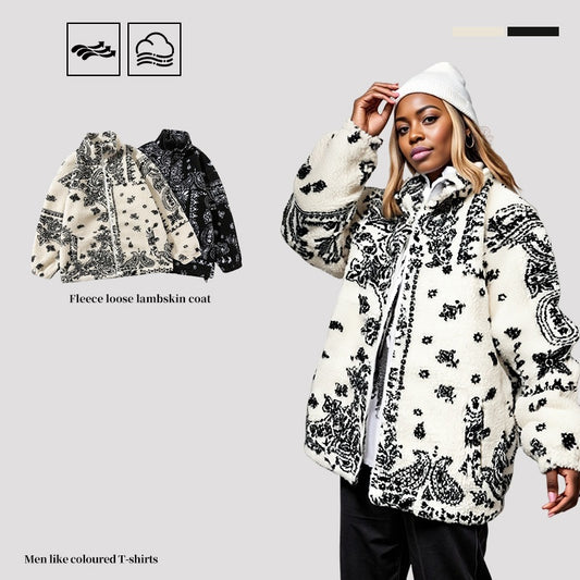 G.Z邁阿密南岸𝔾𝕣𝕠𝕦𝕟𝕕ℤ𝕖𝕣𝕠®✥南裝大佬✥ 美式嘻哈搖粒絨腰果花立領保暖外套(限量)