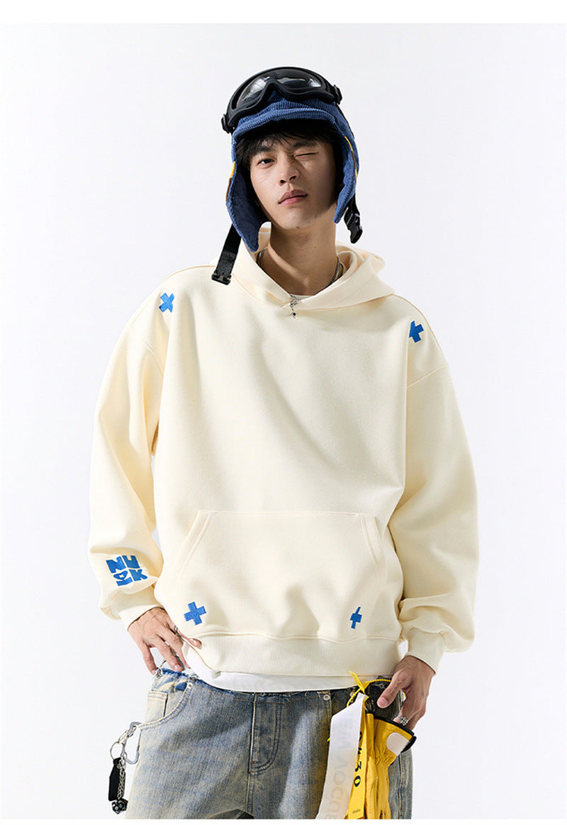 𝔾𝕣𝕠𝕦𝕟𝕕ℤ𝕖𝕣𝕠®2026年秋冬款經典厚磅數電繡符號連帽拉長袖T-SHIRT