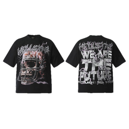 ☠𝔾𝕣𝕠𝕦𝕟𝕕ℤ𝕖𝕣𝕠®♛GZ嘻哈♛2025年SS-美式新款骷髏橄欖員短袖T-Shirt上衣