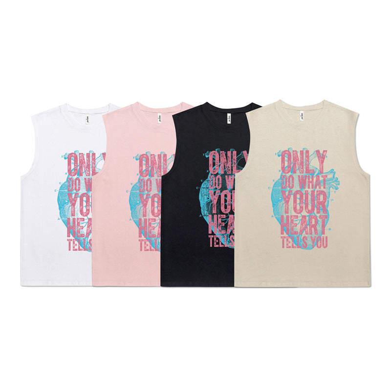 ♠ 𝔾𝕣𝕠𝕦𝕟𝕕ℤ𝕖𝕣𝕠♠美式風格夏日新款純棉跳動心臟多色坎肩無袖背心T-Shirt