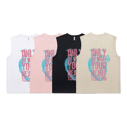 ♠ 𝔾𝕣𝕠𝕦𝕟𝕕ℤ𝕖𝕣𝕠♠美式風格夏日新款純棉跳動心臟多色坎肩無袖背心T-Shirt