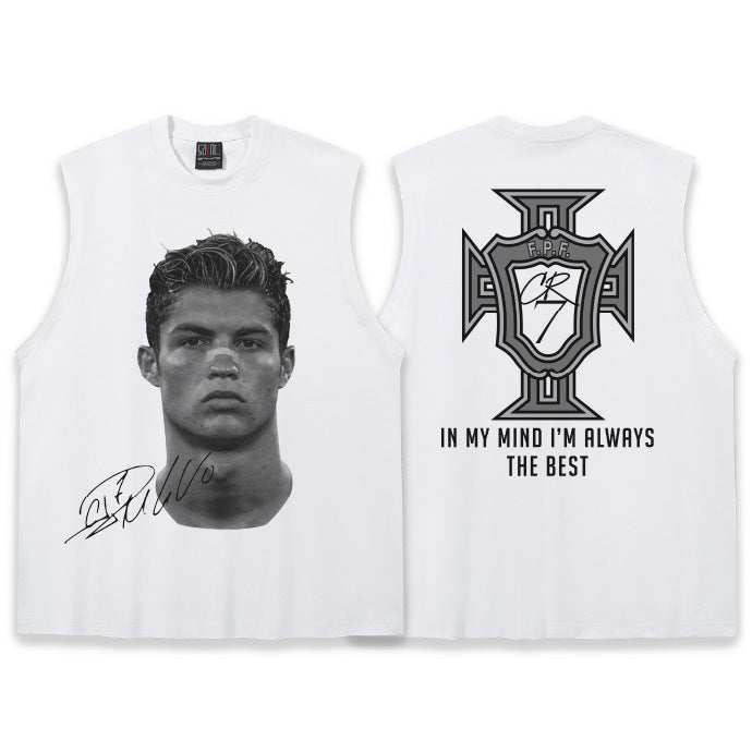 G.Z邁阿密南岸𝔾𝕣𝕠𝕦𝕟𝕕ℤ𝕖𝕣𝕠®✥南裝大佬✥ 美式嘻哈水洗重磅數男女中性C.羅納度坎肩背心亞洲版型)