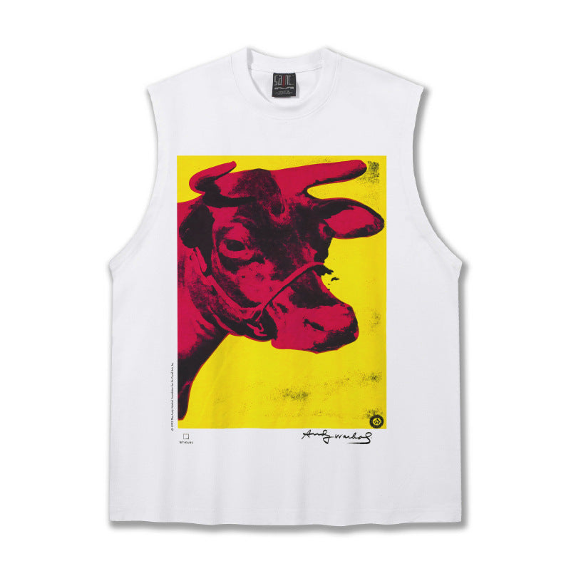 G.Z邁阿密南岸𝔾𝕣𝕠𝕦𝕟𝕕ℤ𝕖𝕣𝕠®✥南裝大佬✥ 美式嘻哈水洗重磅數男女中性牛Cow坎肩背心亞洲版型)