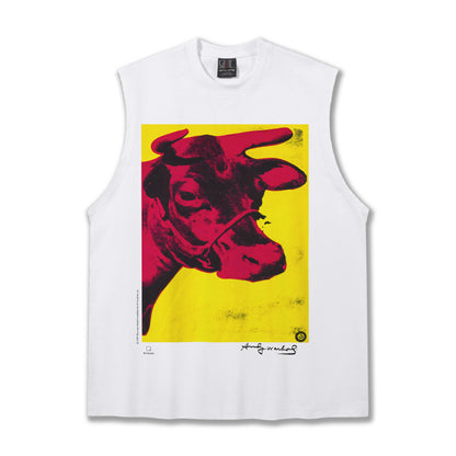 G.Z邁阿密南岸𝔾𝕣𝕠𝕦𝕟𝕕ℤ𝕖𝕣𝕠®✥南裝大佬✥ 美式嘻哈水洗重磅數男女中性牛Cow坎肩背心亞洲版型)