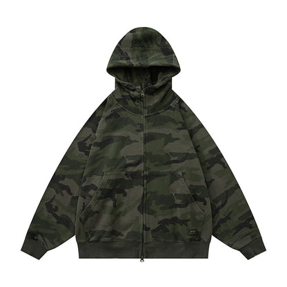 𝔾𝕣𝕠𝕦𝕟𝕕ℤ𝕖𝕣𝕠®2026年秋冬款復古新款厚磅數連帽迷彩夾克外套2色