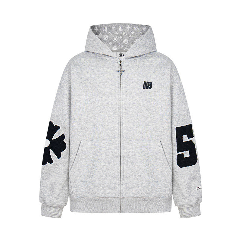 𝔾𝕣𝕠𝕦𝕟𝕕ℤ𝕖𝕣𝕠®2026年秋冬款新款經典復古老花數字連帽夾克外套 4色