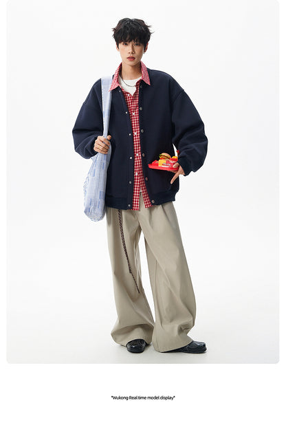 𝔾𝕣𝕠𝕦𝕟𝕕ℤ𝕖𝕣𝕠®2026年秋冬款復古假兩件式立領百搭棒球夾克外套