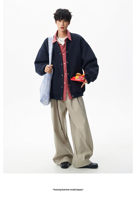 𝔾𝕣𝕠𝕦𝕟𝕕ℤ𝕖𝕣𝕠®2026年秋冬款復古假兩件式立領百搭棒球夾克外套