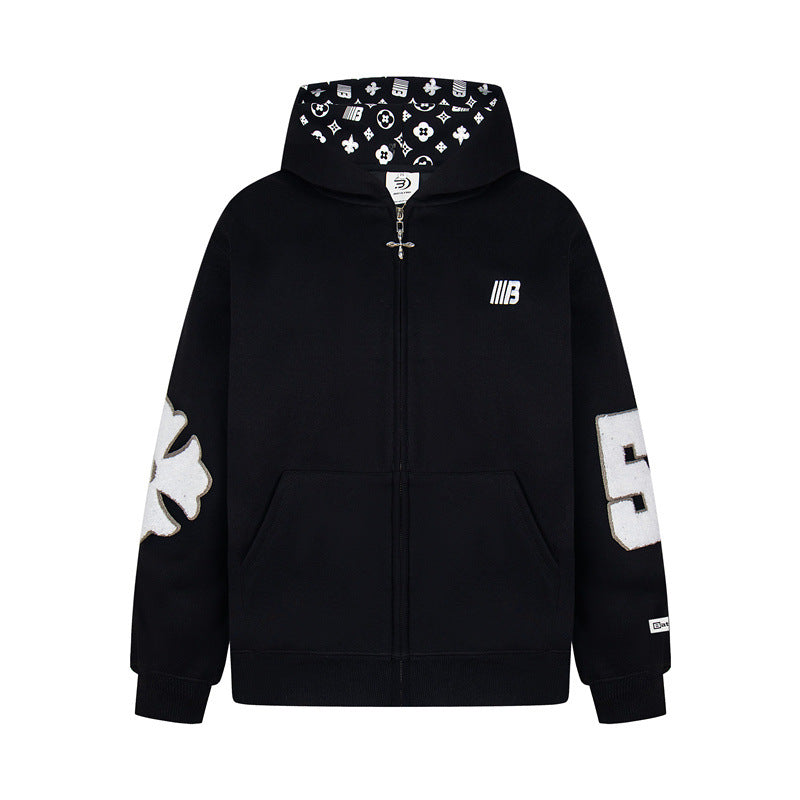 𝔾𝕣𝕠𝕦𝕟𝕕ℤ𝕖𝕣𝕠®2026年秋冬款新款經典復古老花數字連帽夾克外套 4色